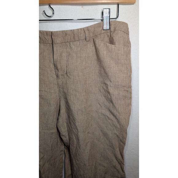 Coldwater Creek Womens Natural Fit Striped Linen Bootcut Pants Sz 8P Taupe - Picture 2 of 7